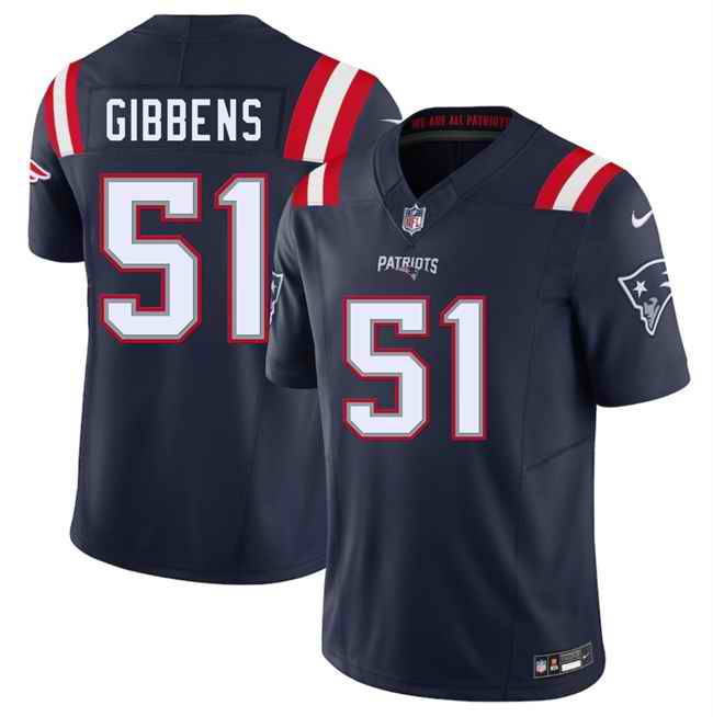 Men's New England Patriots #51 Jack Gibbens Navy 2025 F.U.S.E. Vapor Limited Stitched Football Jersey